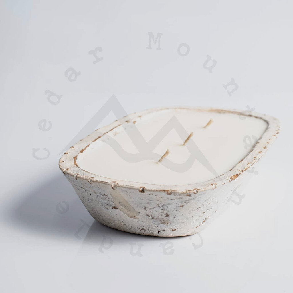 Cedar Mountain Candle Spiced Cranberry Apple 3 Wick Wood Pottery Dough Bowl Candle