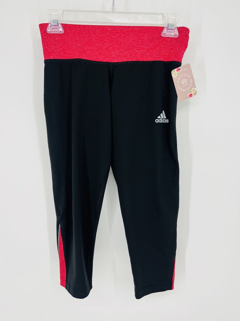 (S) Adidas Black Pink Crop Leggings Womens