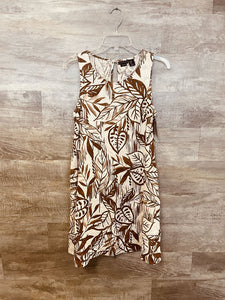(Small) Tahari Brown White Patterned Drrss Women's