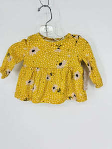 (6M) Carter's Mustard Olive Floral Outfit Infants