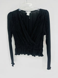 (L) Kirious Black Textured LS Shirt Womens