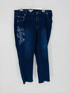 (16) Woman Within Embroidered Jeans Womens