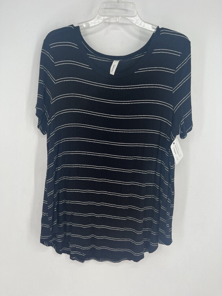 (XL) Twenty Ten Black and White Stripe Shirt Womens