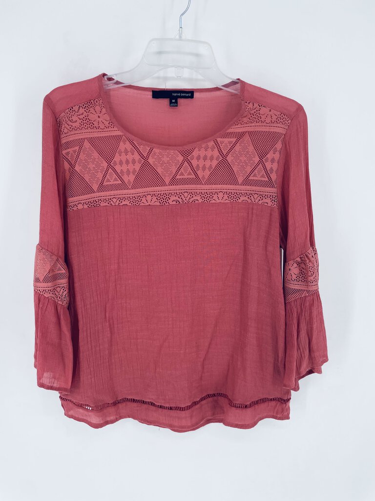 (Medium) Harve Bernard Pink Lace Shirt Women's