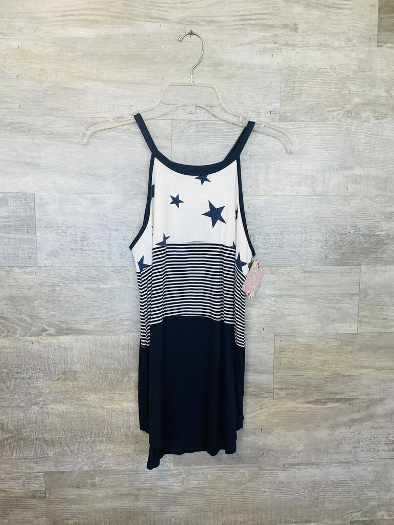 (Medium) 7th Ray Navy Striped Star Tank Women's