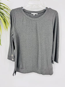 (L)Green Envelope Grey Ribbed LS Shirt Woens