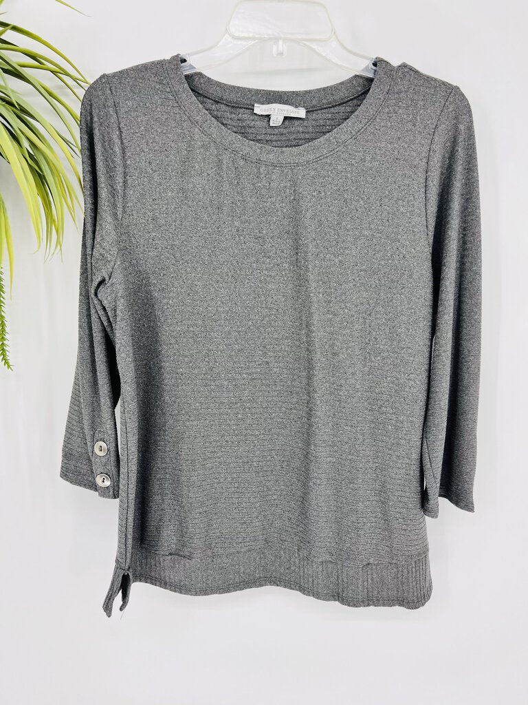 (L)Green Envelope Grey Ribbed LS Shirt Woens