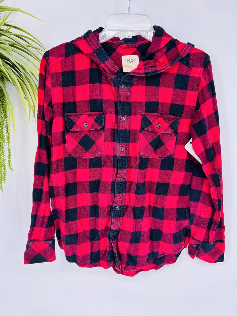 (S) TNA Red Hooded Flannel Mens