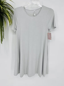 (S) Zenana Grey SS Dress Womens