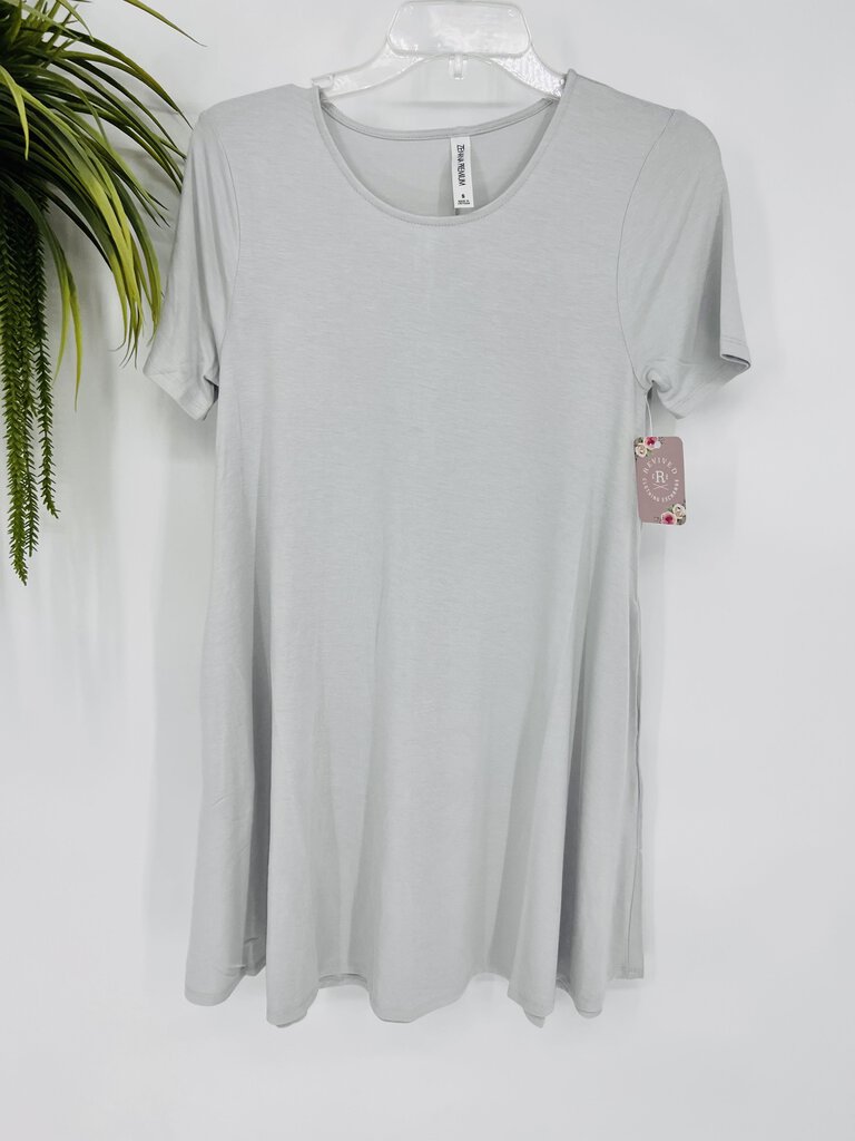 (S) Zenana Grey SS Dress Womens