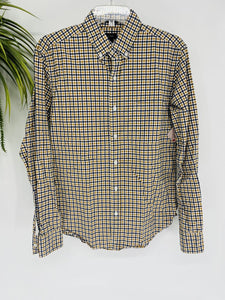 (Small) J. Crew tan Blue Checkered Shirt Men's