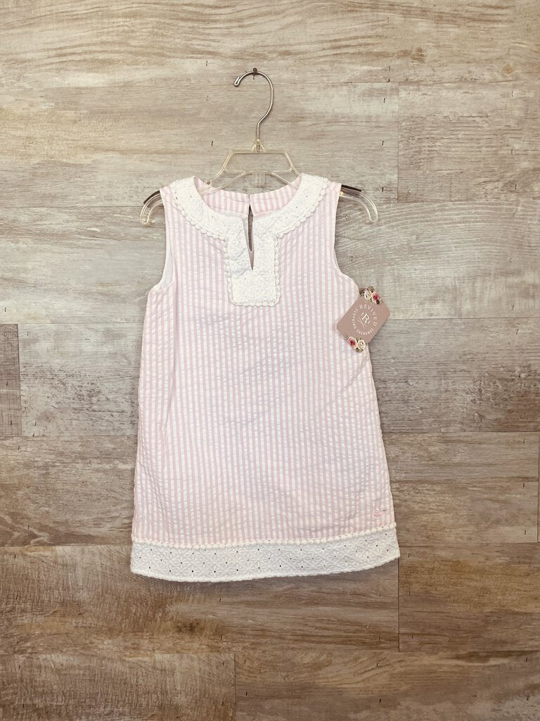 (3T) Vineyard Vines Pink White Striped Dress Girls