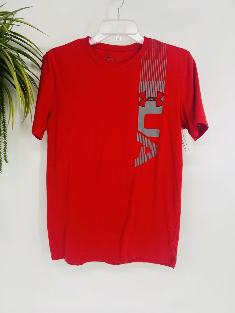 (Small) Under Armour Red Gray Logo Tee Men's