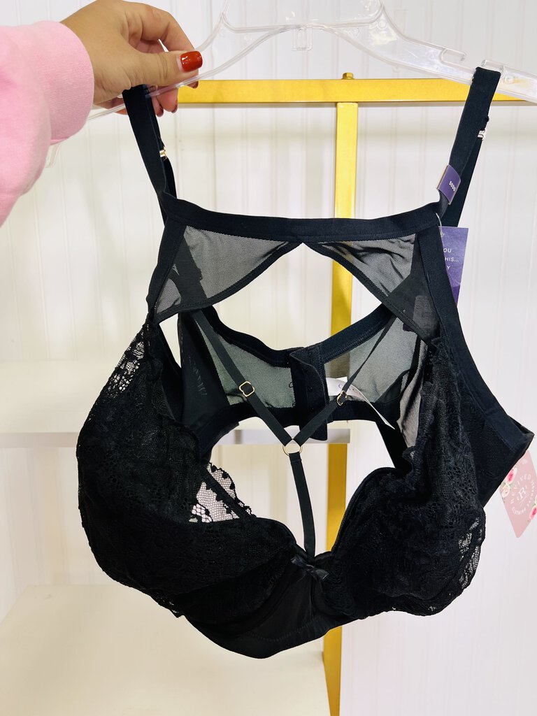 (50DD) Cacique Black Lace Bra Womens