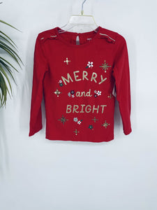 (4T) Carters Red Merry and Brights Top Girls
