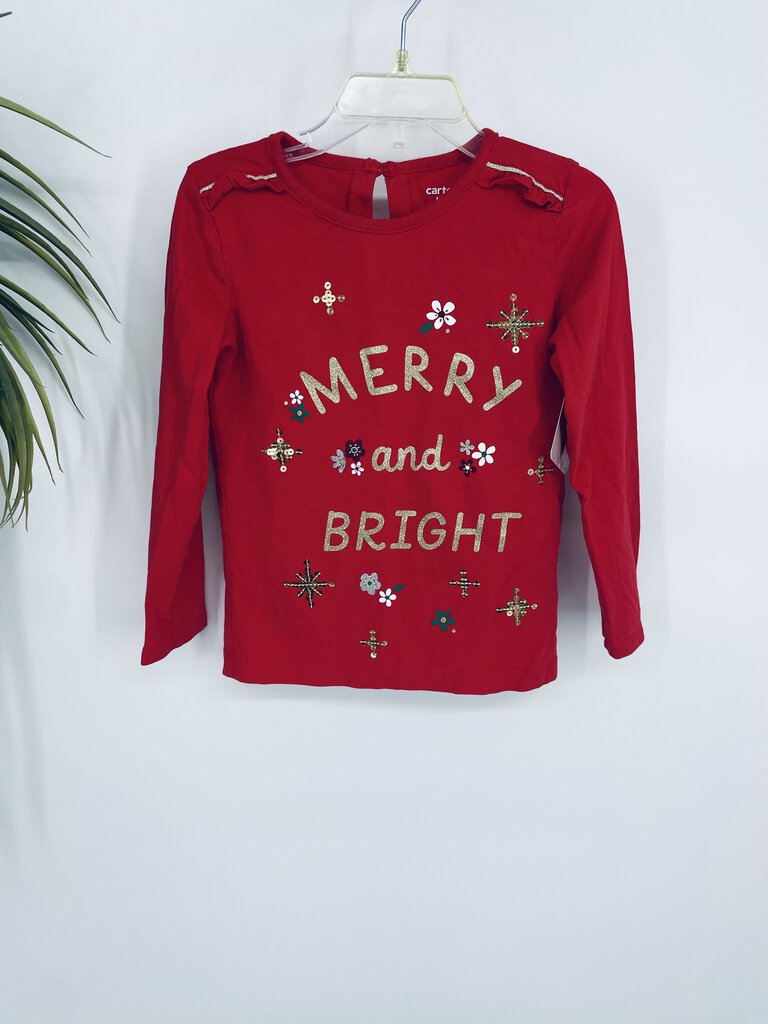 (4T) Carters Red Merry and Brights Top Girls