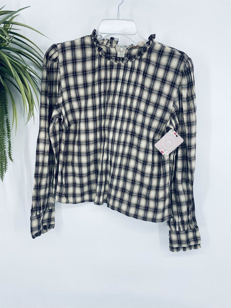 (L) Oliviacious Brown Plaid Shirt Womens