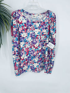 (XL) BiBI Pink Floral Puffer Sleeve Top Womens