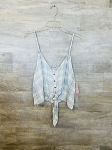 (M) Crescent Blue Plaid Tank Women's