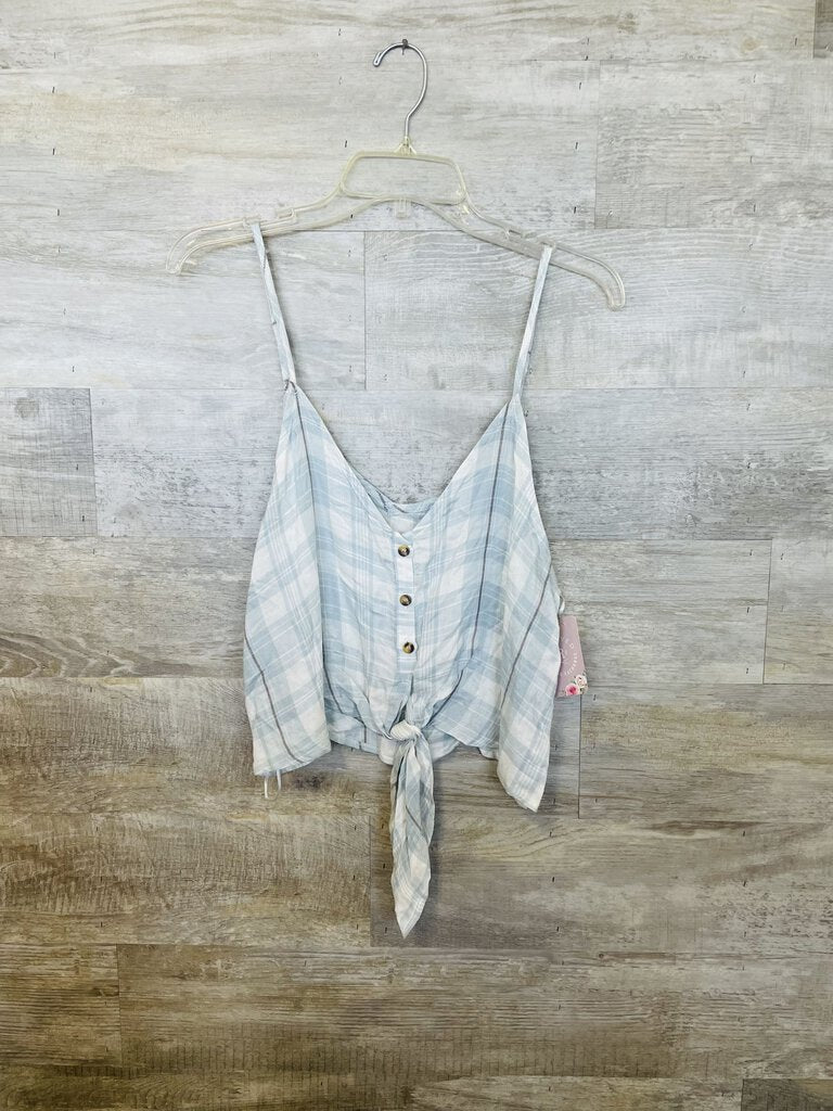 (M) Crescent Blue Plaid Tank Women's