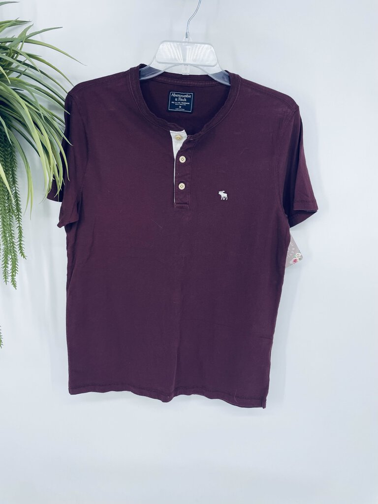(M) Abercrombie Maroon Henley Tee SS