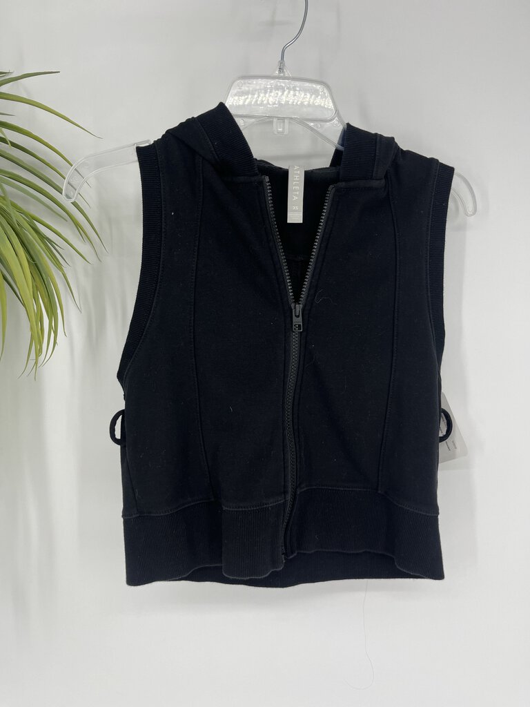 (XS) Athleta Black Hooded Vest Womens