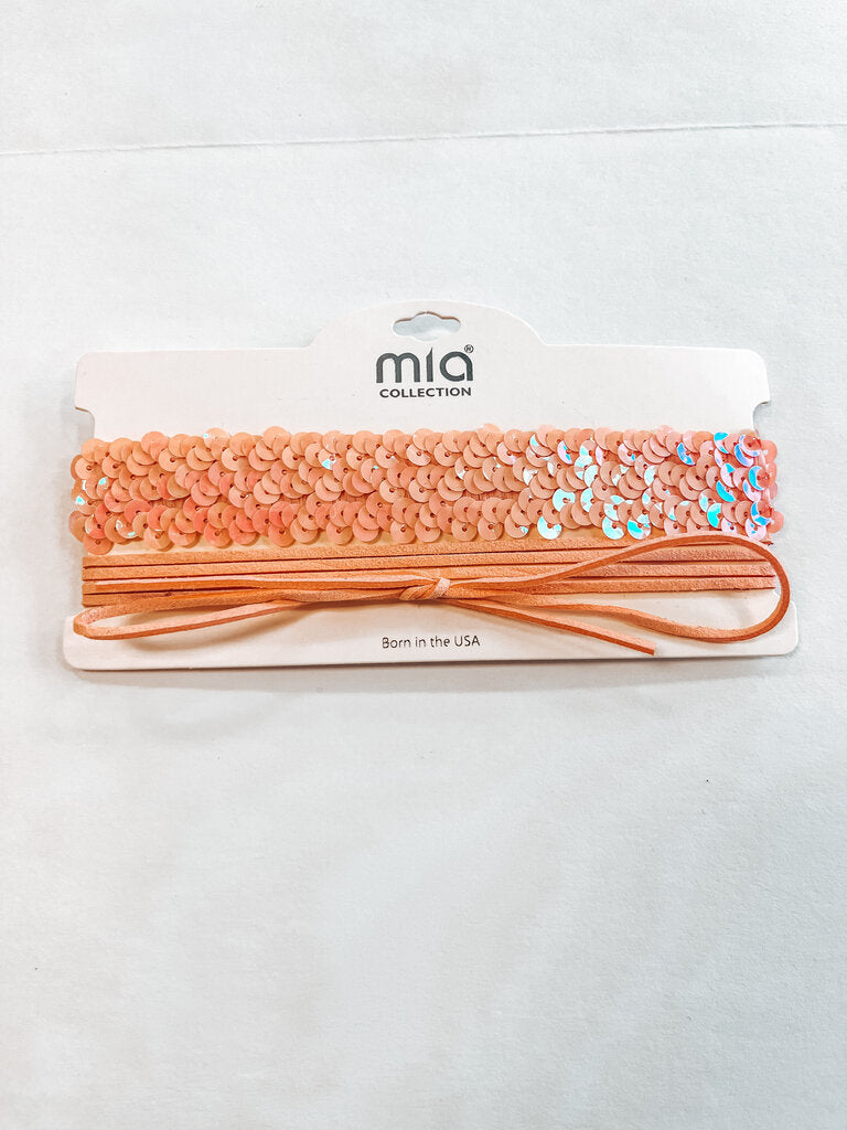 Pink Sequin Choker Set