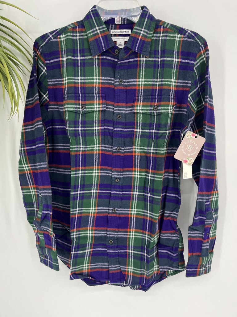 (XS) Amazon Essentials Green Flannel Men's