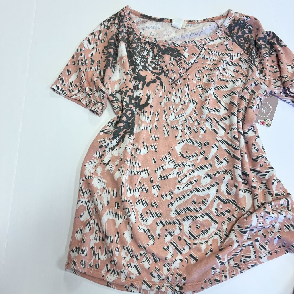 (Small) Bibi Pink Gray Patterned Shirt Womens