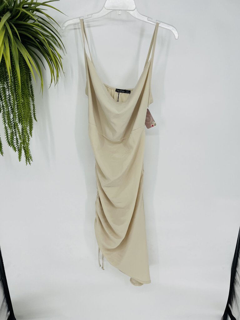 (10) Boohoo Tan Scrunch Dress Womens