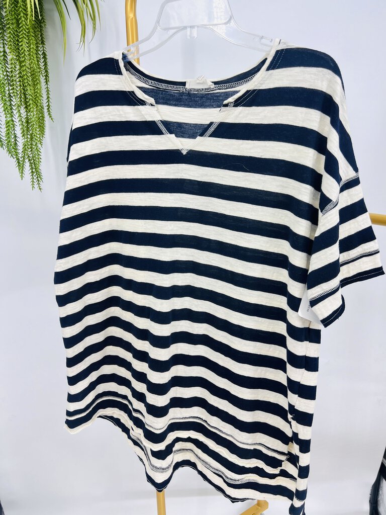 (Small) Easel Navy Striped Oversized Tunic Women's