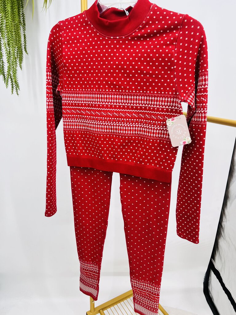 (M) Fabletics Red Print Set Women's