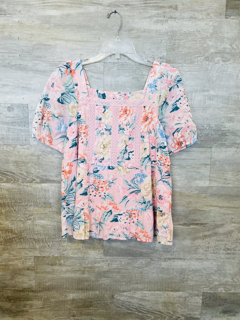 (S) Loft Pink Floral Shirt Womens