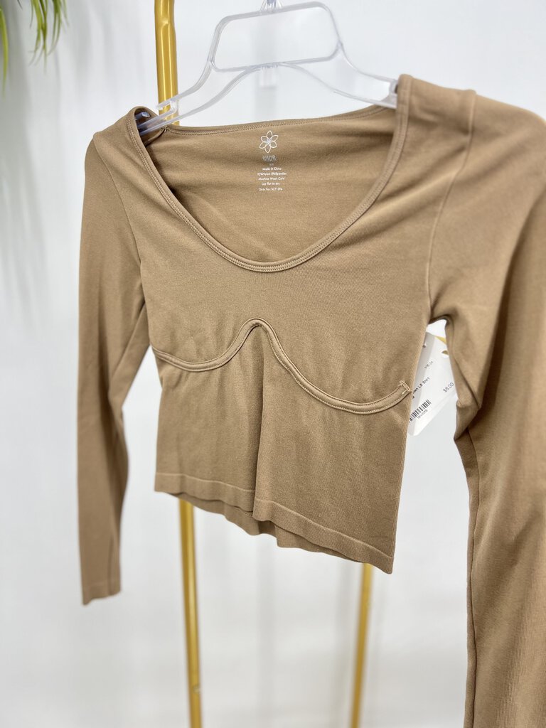 (S/M) Aura Brown LS Shirt Womens