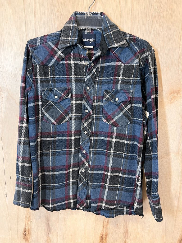 (M) Wrangler Blue Plaid Flannel mens