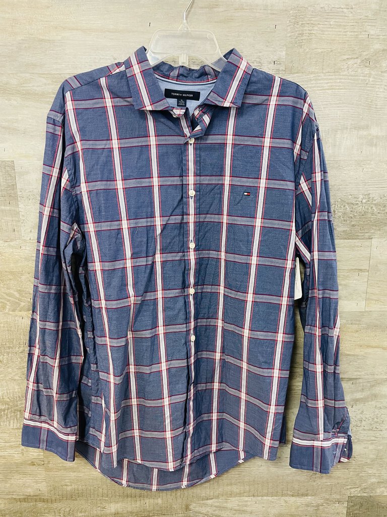 (XL) Tommy Hilfiger Blue Plaid Shirt Mens