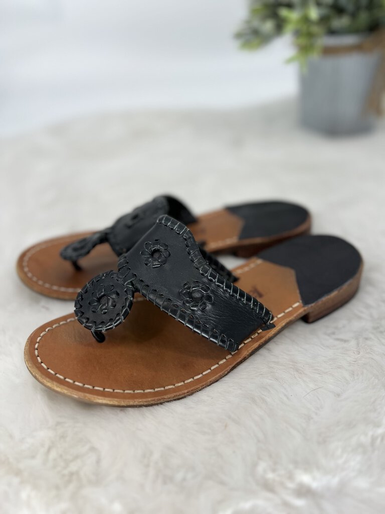 (6) Jack Rogers Black Sandals Womens