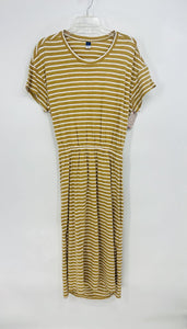(L) Old Navy Yellow Striped T-Shirt Dress Womens