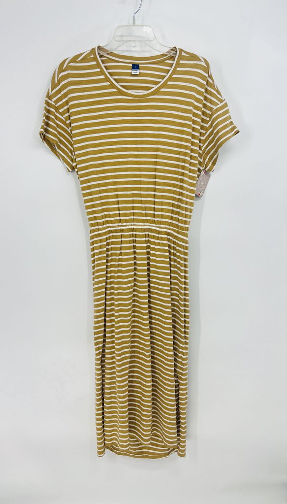 (L) Old Navy Yellow Striped T-Shirt Dress Womens