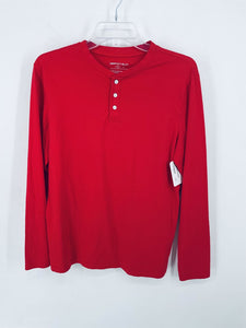 (M) Paper Denim & Cloth Red Henley LS Shirt Mens