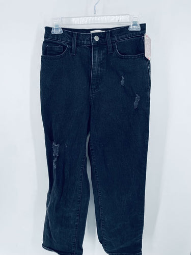 (0) Universal Thread Black Distressed Straight Jeans Womens