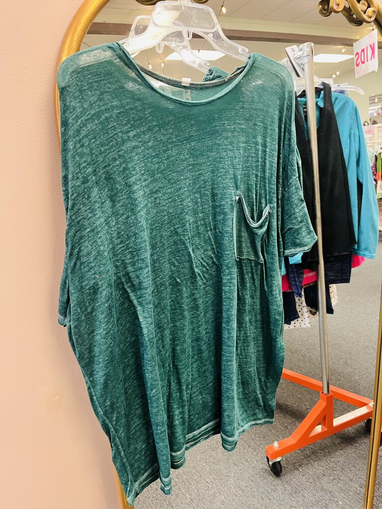 (XL) Zenana Green Lightweight SS Shirt Womens