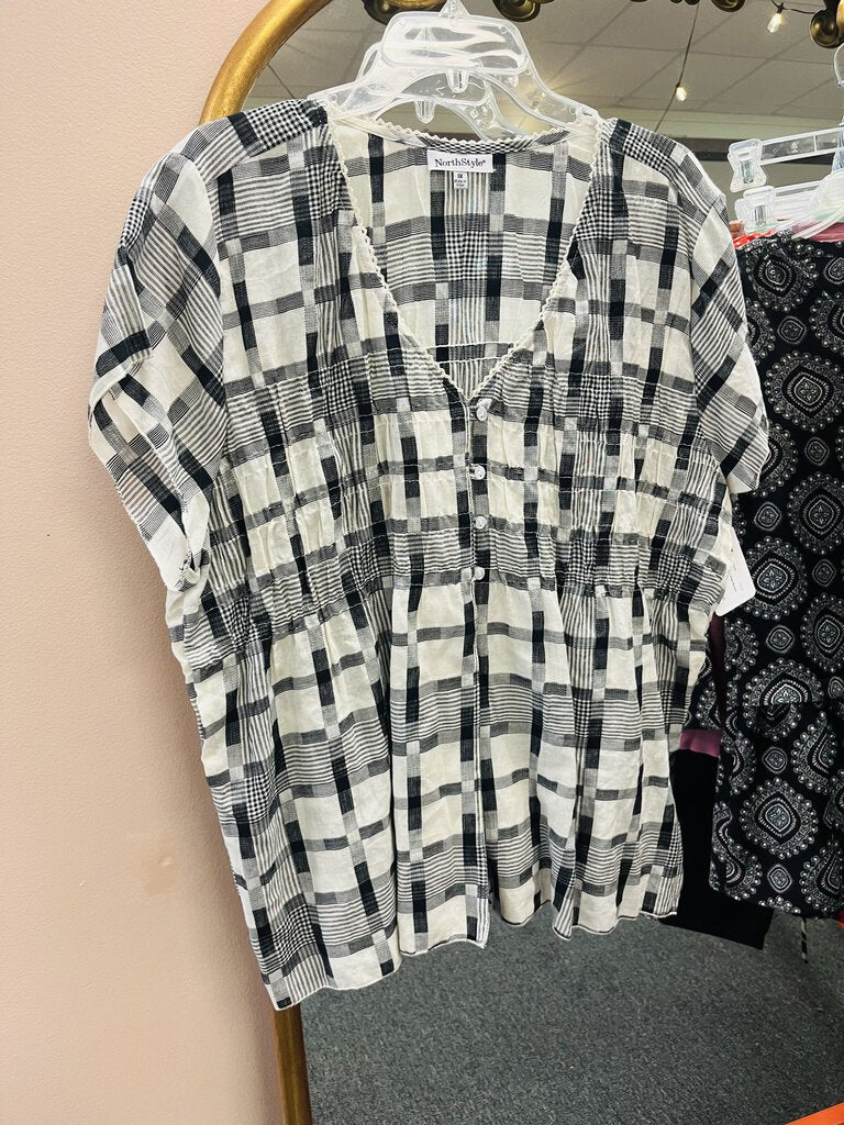 (1X) Nort Style Black Plaid Button Up