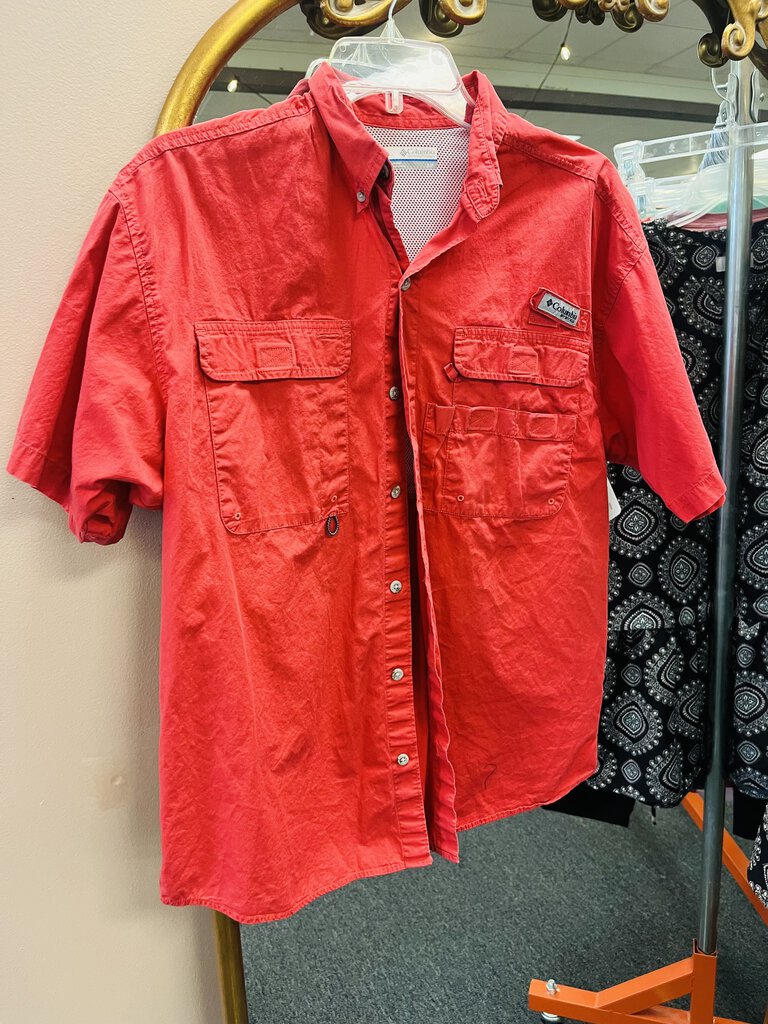 (S) Columbia Red SS Button Up