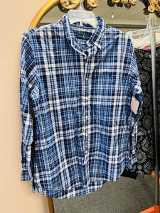 (M) Ralph Lauren Blue Plaid LS Button Up