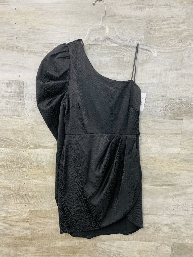(S) Do + Be Black Scale One Shoulder Dress Womens