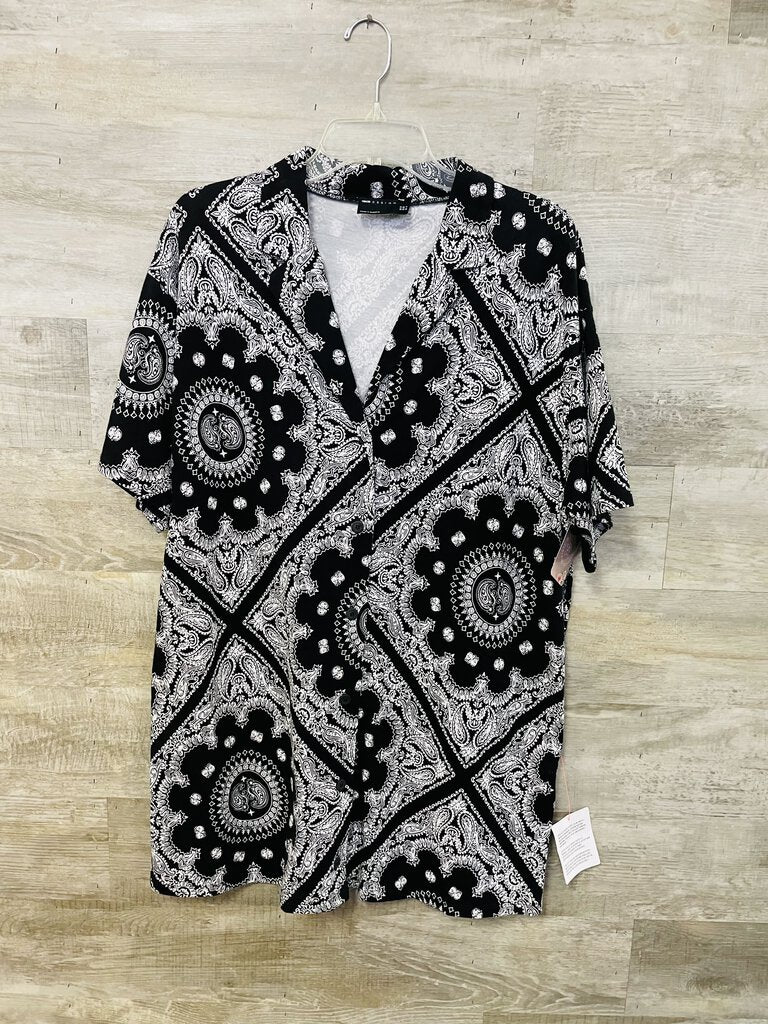 (6) ASOS black Bandanna Button Up Dress