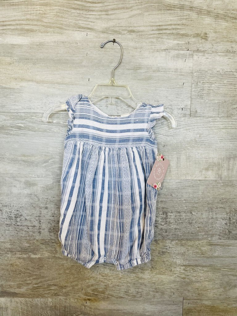 (3M) Tucker + Tate Blue White Striped Romper Girls