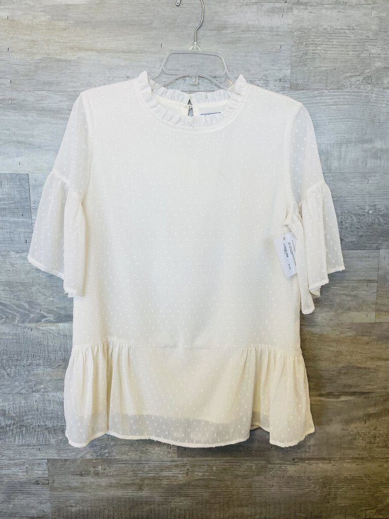 (M) A Dip of Darling Ivory Swiss Dot Top