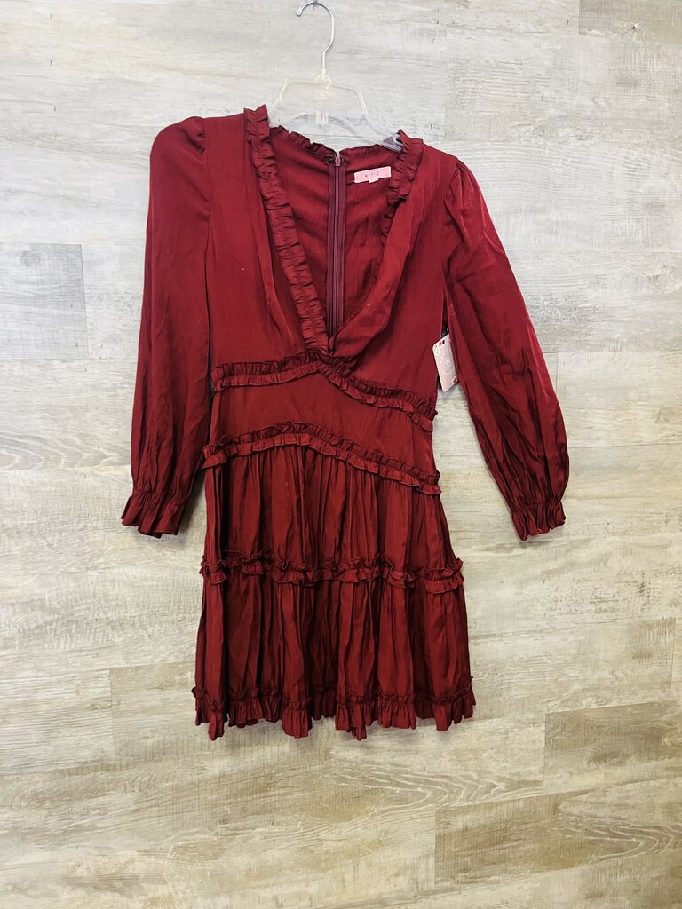 (S) Mable Maroon Ruffle Dress